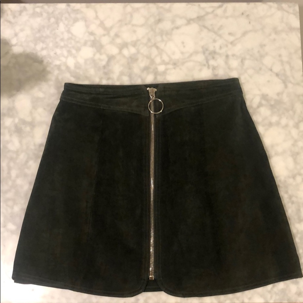 Zara faux suede green mini skirt